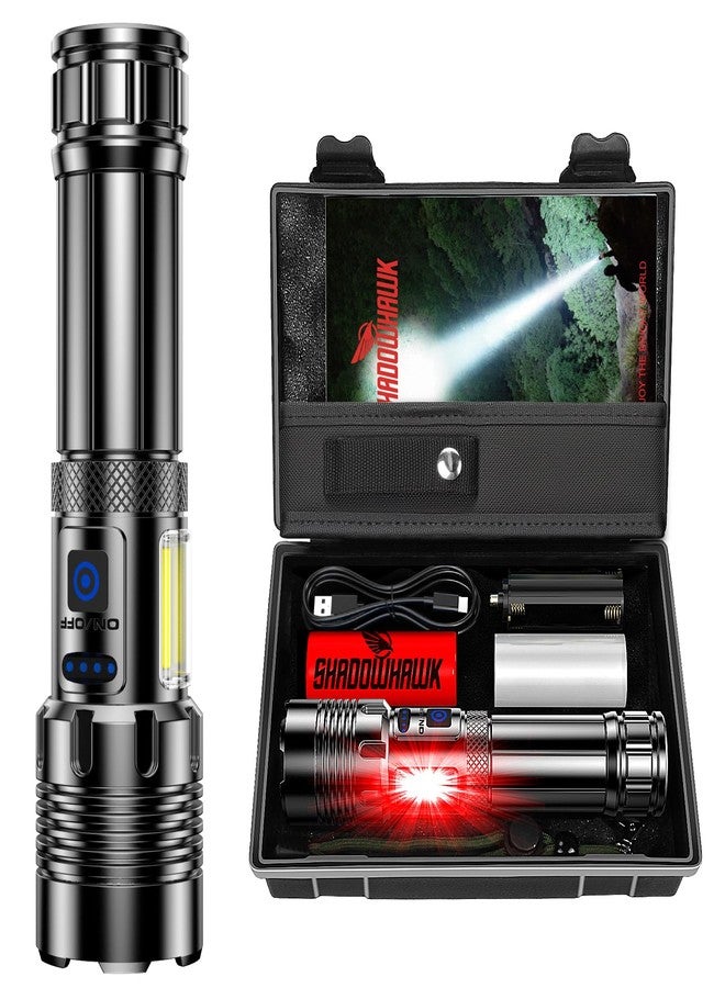 Shadowhawk Torch Lights Rechargeable, Led Torch Light High Power 10000 Lumen, XHM77.2 Long Distance Flash Light Charging Torchlight, Powerful 7 Light Modes Flashlight for Trekking Hunting Emergency - Image 1